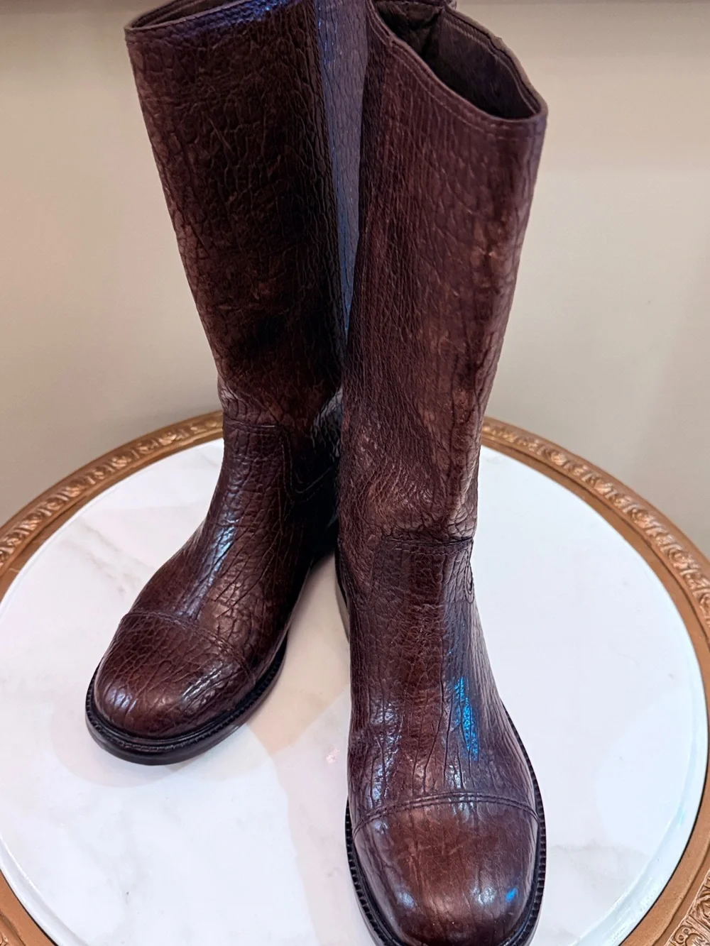 Tory Burch mid -calf Leather Boots 7.5 size